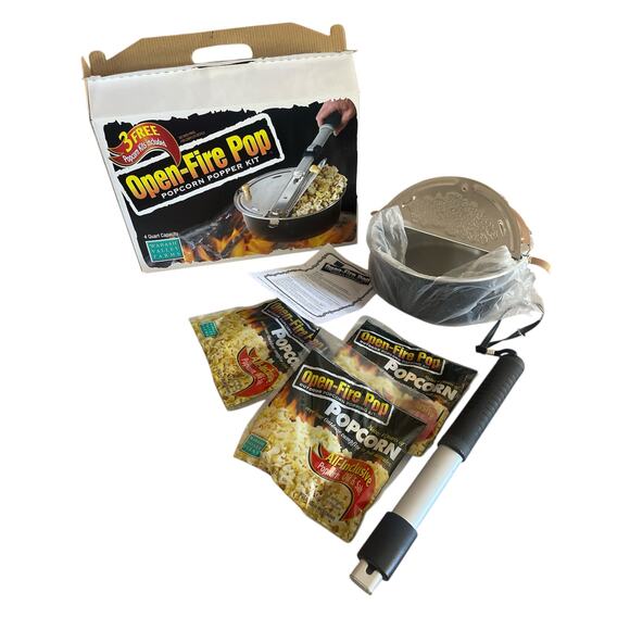 New Wabash Valley Farms 4 Quart Open Fire Outdoor Popcorn Popper - Picture 4 of 13